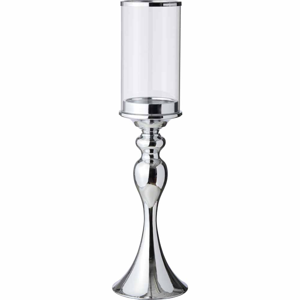 large chrome candle holders